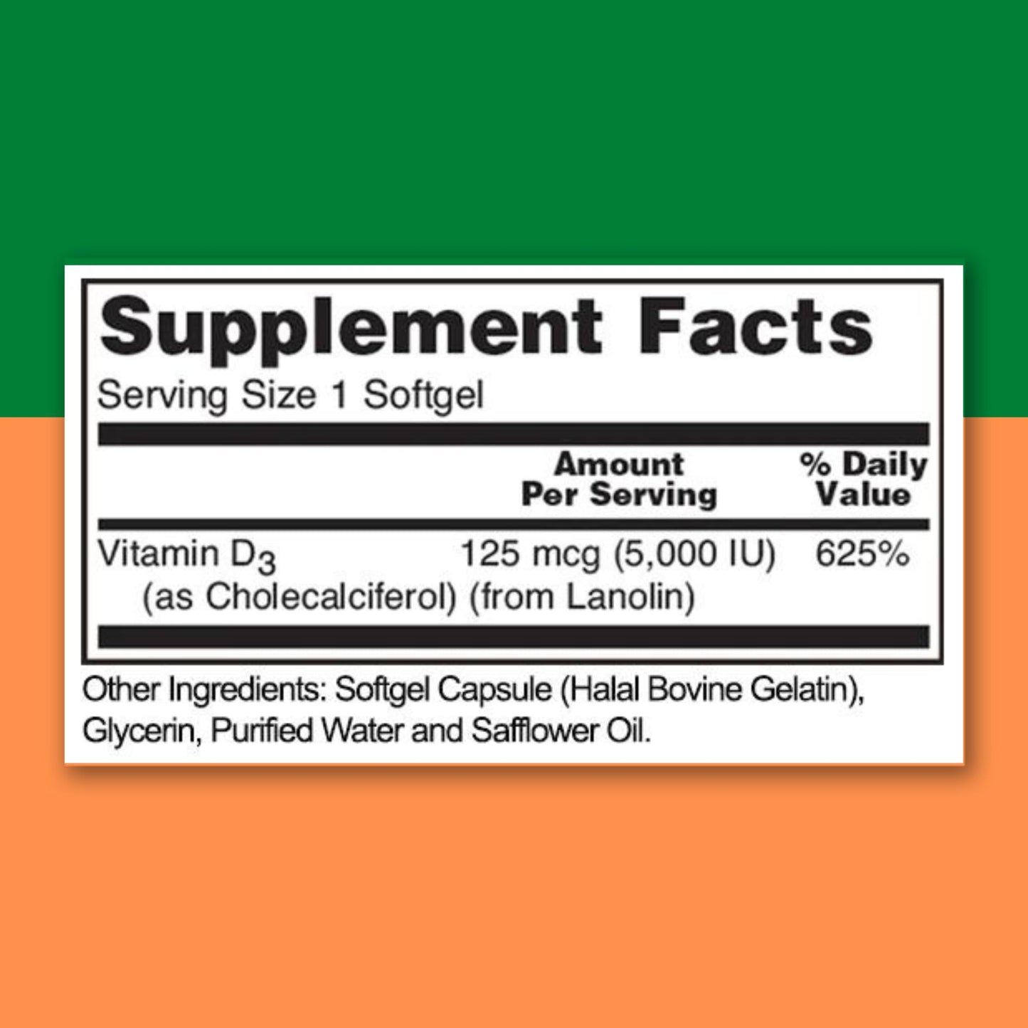 Zaytun Halal Vitamin D3 5000 IU – 180 Mini Softgels | Supports Bones & Immune Health | Made in USA