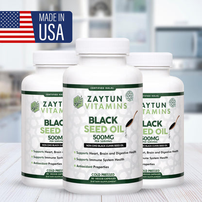 Zaytun Halal Black Seed Oil – 90 Veggie Capsules | Cold-Pressed, Non-GMO, Made in USA