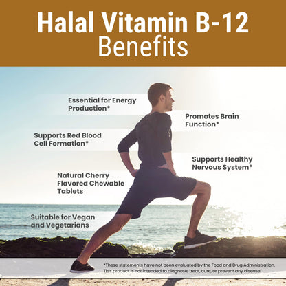 Zaytun Halal Vitamin B12 1000mcg – Energy & Nervous System Support | Vegan, Dairy-Free | 4 Months Supply | Made in USA