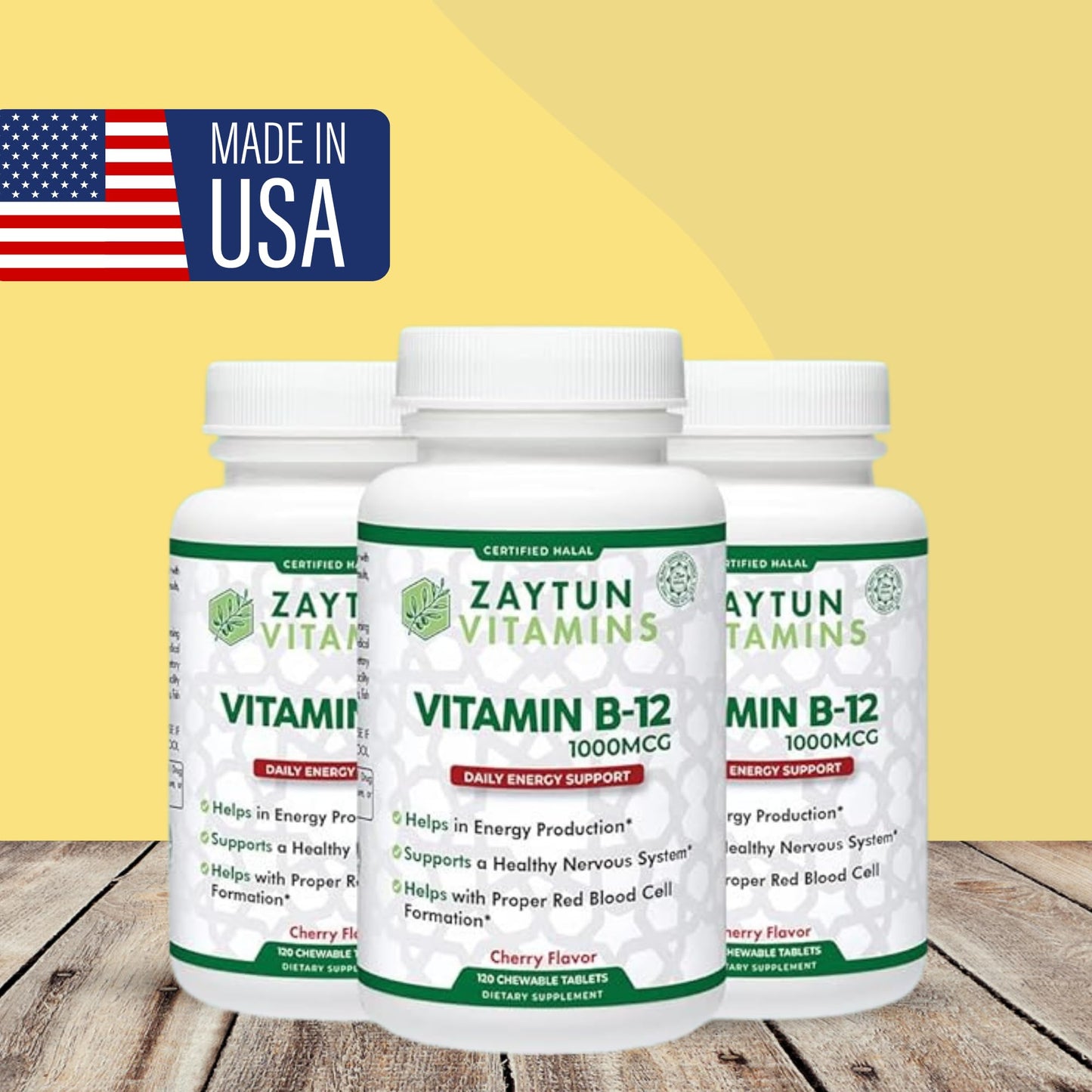 Zaytun Halal Vitamin B12 1000mcg – Energy & Nervous System Support | Vegan, Dairy-Free | 4 Months Supply | Made in USA