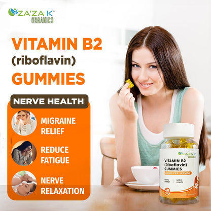 ZA'ZA K ORGANICS Vitamin B2 Gummies - Riboflavin 400 mg (60 Gummies) | Vegan