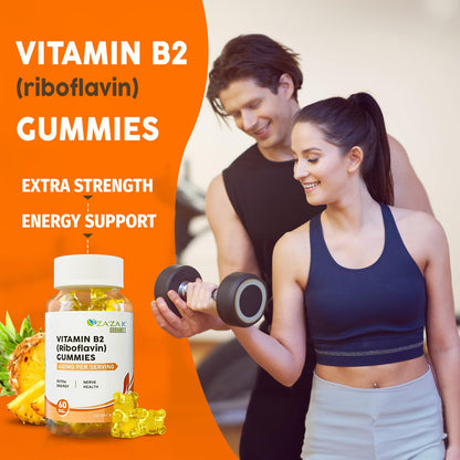 ZA'ZA K ORGANICS Vitamin B2 Gummies - Riboflavin 400 mg (60 Gummies) | Vegan