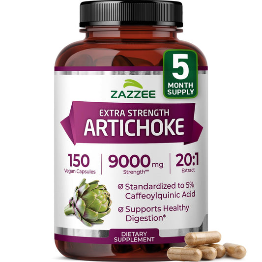 Zazzee Extra Strength Artichoke 20:1 Extract – 9000 mg per Capsule, 150 Vegan Capsules BritishVita | Premium UK Vitamins & Wellness Supplements