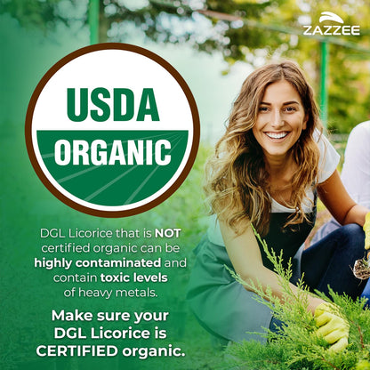 Zazzee USDA Organic DGL Licorice 7000 mg | 20:1 Extract | 120 Veg Capsules