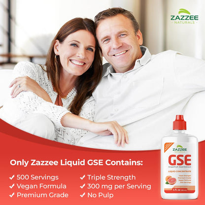 Zazzee GSE 3X Triple Strength Grapefruit Seed Extract - 4 oz, 500 Servings, 300 mg/Serving, Vegan, Gluten Free, Made in USA