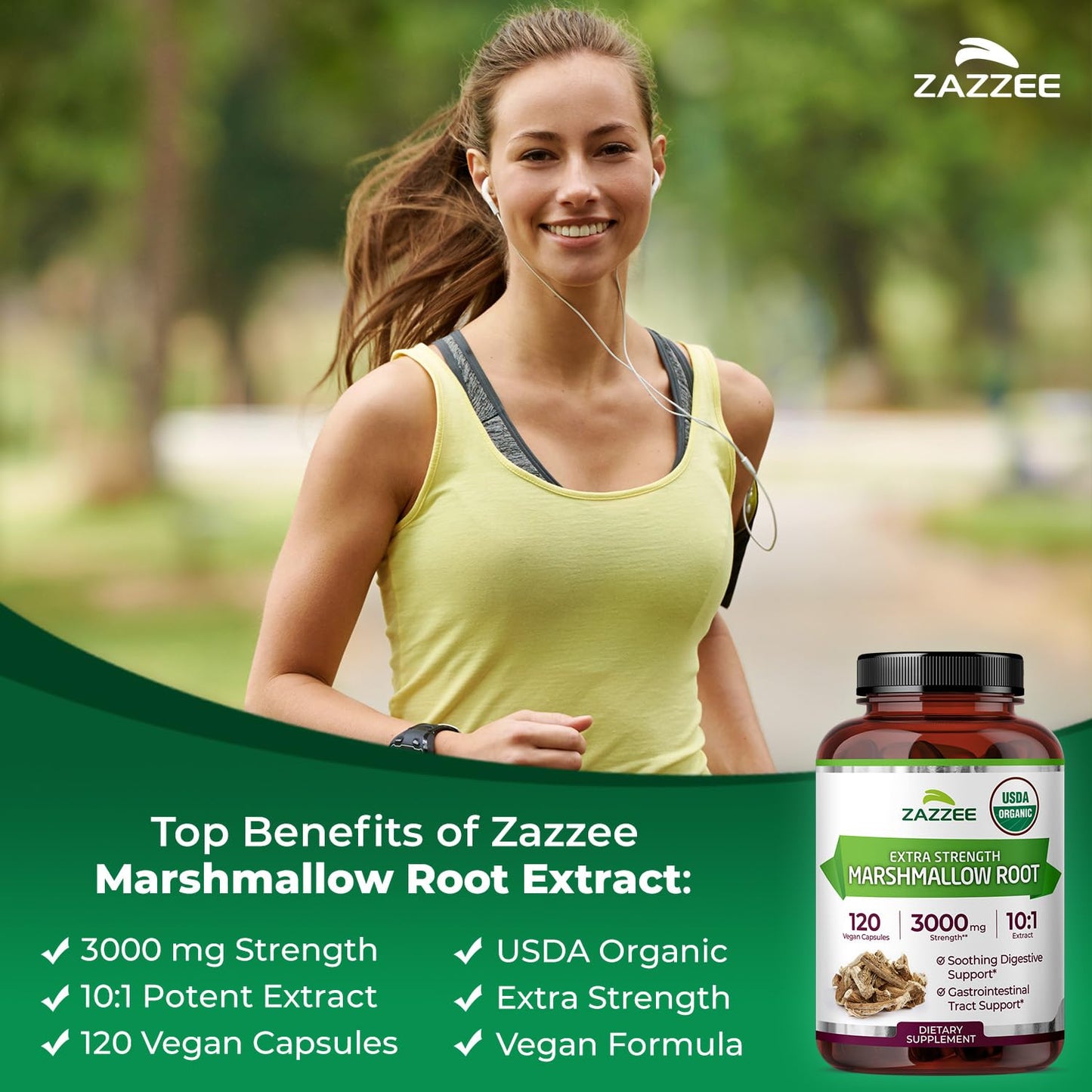 Zazzee USDA Organic Marshmallow Root 10:1 Extract – 3000 mg, 120 Veg Capsules