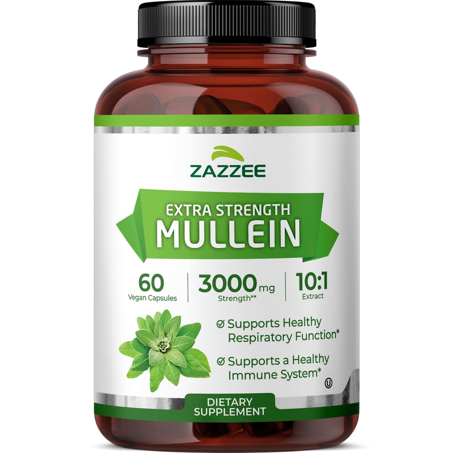 Zazzee Extra Strength Mullein 10:1 Extract – 3000 mg, 60 Vegan Capsules, Made in USA