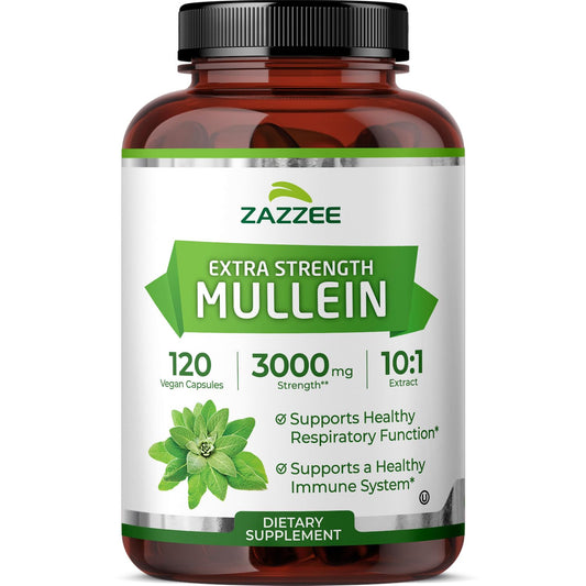 Zazzee Extra Strength Mullein 3000 mg – 120 Veg Capsules (4 Month) | 10:1 Extract BritishVita | Premium UK Vitamins & Wellness Supplements
