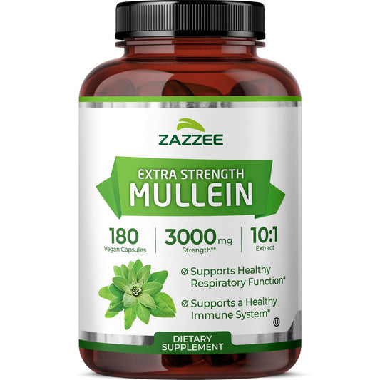 Zazzee Extra Strength Mullein 10:1 Extract – 3000 mg per Capsule, 180 Vegan Capsules, USA Made BritishVita | Premium UK Vitamins & Wellness Supplements