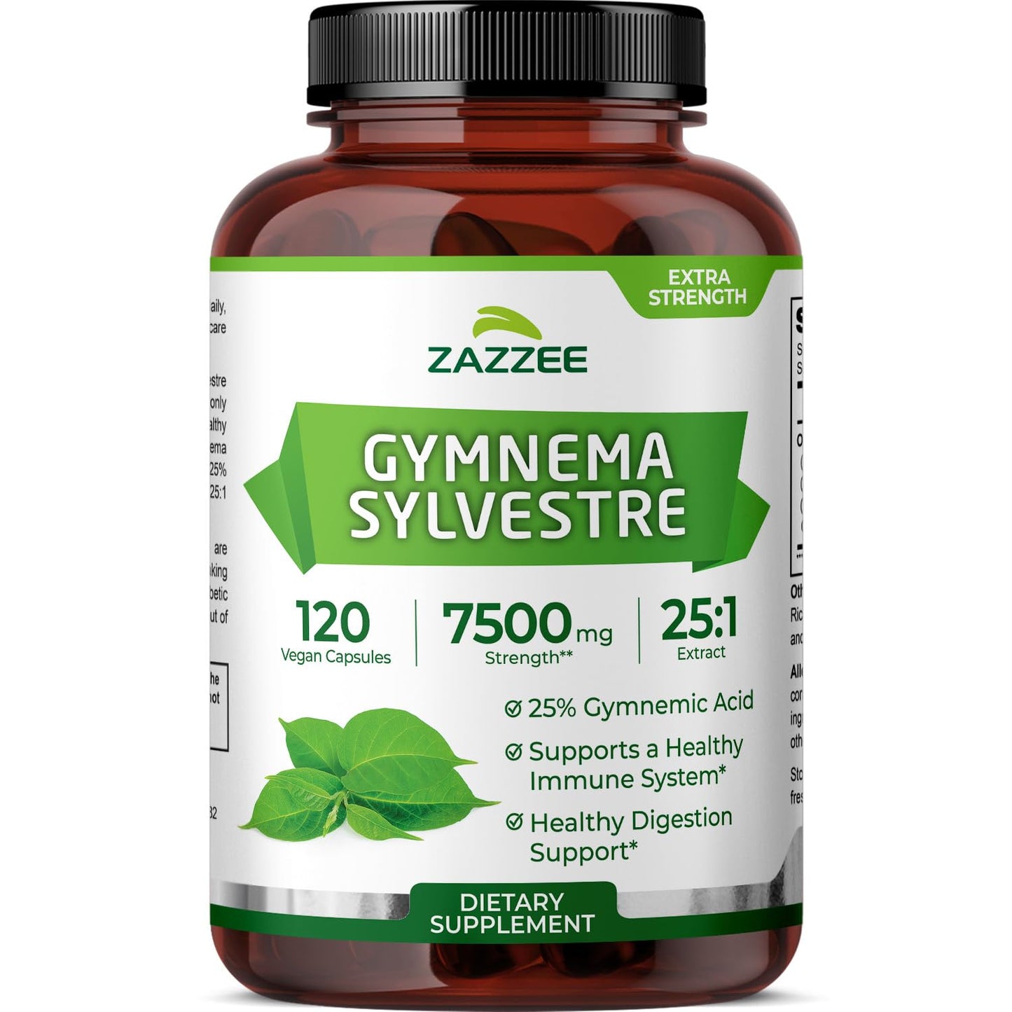 Zazzee Organic Gymnema Sylvestre 25:1 Extract – 7500 mg per Serving, 25% Gymnemic Acid, 120 Vegan Capsules