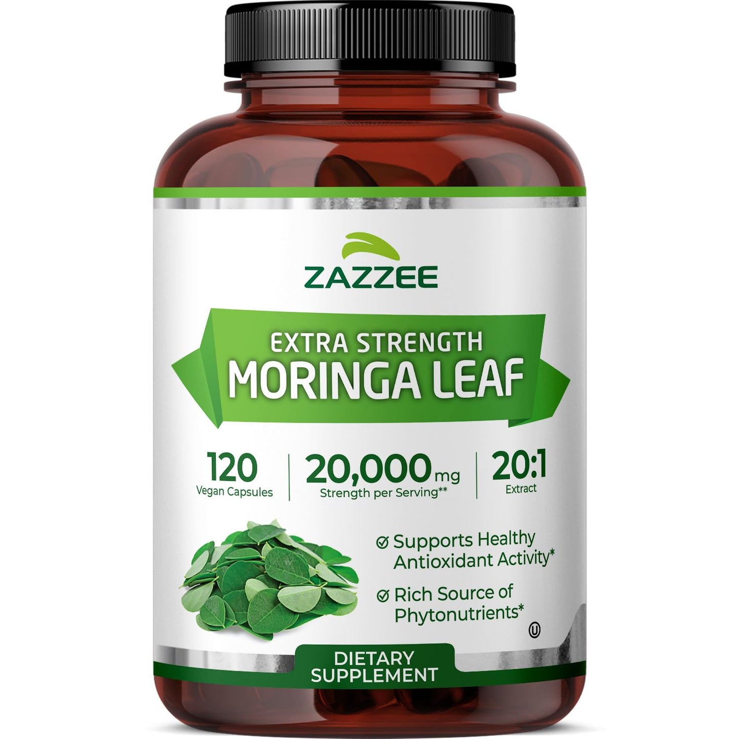 Zazzee Organic Moringa 20:1 Extract – 20,000 mg Strength, 120 Vegan Capsules, USA Made