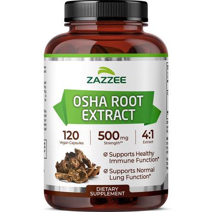 Zazzee OSHA Root 4:1 Extract - 500 mg, 120 Vegan Capsules, 4-Month Supply