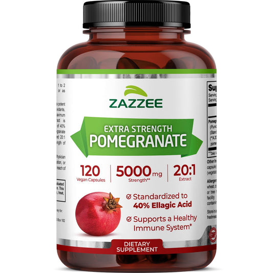 Zazzee Extra Strength Pomegranate 20:1 Extract – 5000 mg, 120 Vegan Capsules BritishVita | Premium UK Vitamins & Wellness Supplements