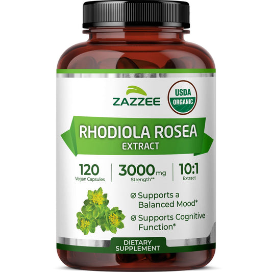 Zazzee USDA Organic Rhodiola 10:1 Extract – 3000 mg, 120 Caps, 4-Month Supply BritishVita | Premium UK Vitamins & Wellness Supplements