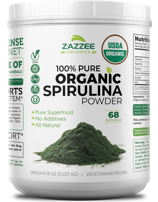 Zazzee Organic Spirulina Powder, 8 Ounces – USDA Certified Organic, 68 Servings BritishVita | Premium UK Vitamins & Wellness Supplements