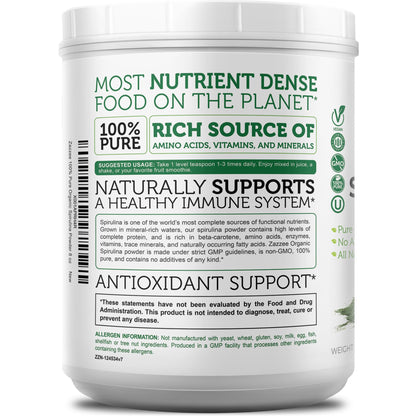 Zazzee Organic Spirulina Powder, 8 Ounces – USDA Certified Organic, 68 Servings