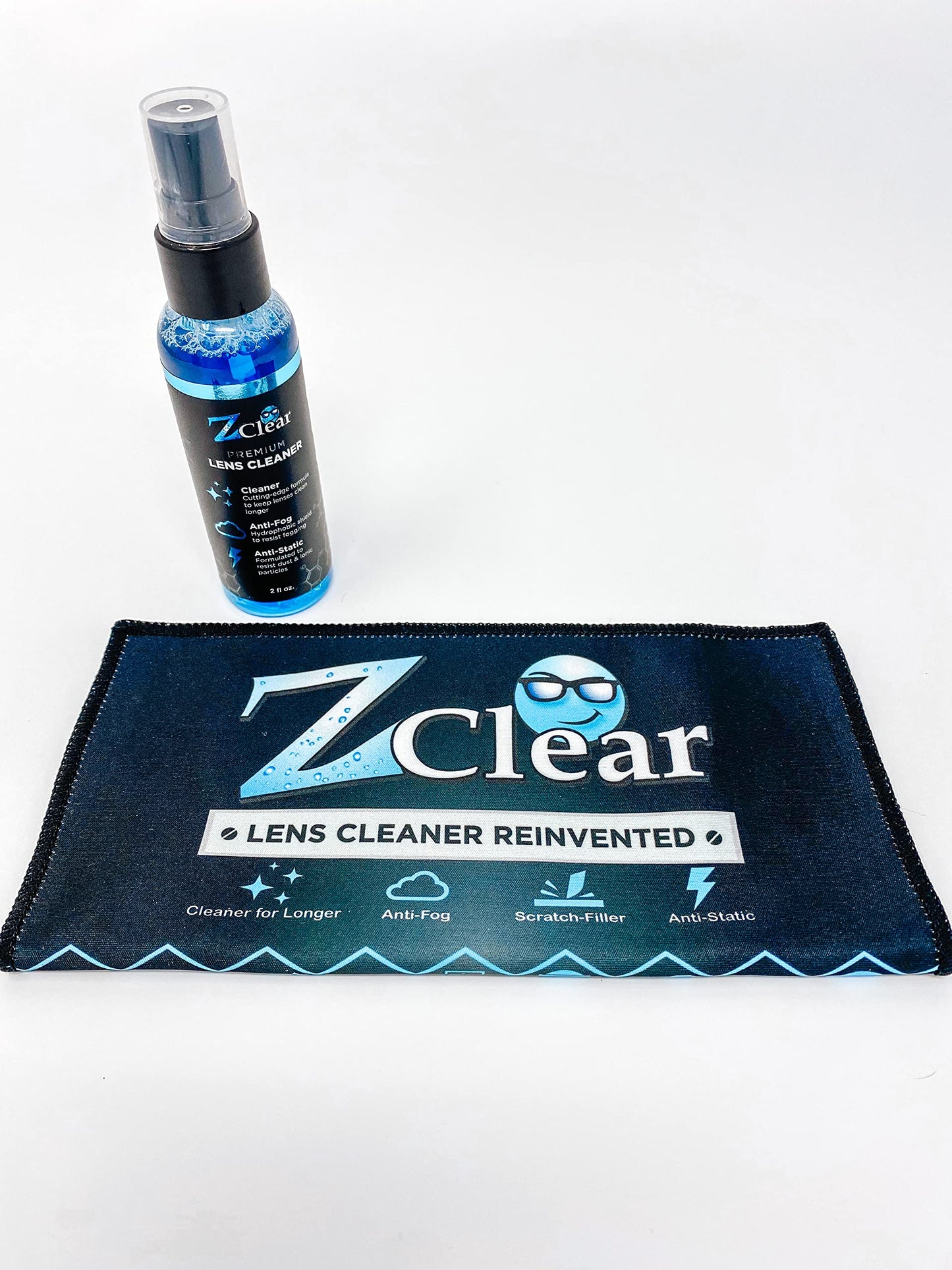 Zclear 2 oz Eye Glasses Cleaner + Microfiber Cloth | Anti-Fog Spray | Made in USA