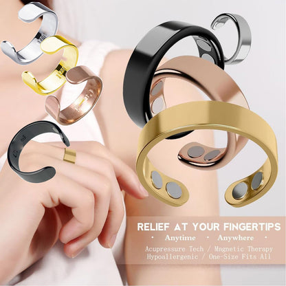 ZCVFA Auvulis Ring – Magnetic Stainless Steel Migraine & Lymphatic Therapy (Gold)