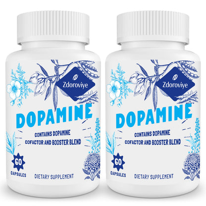 Zdoroviye Dopamine Supplements for Men & Women – 500mg Mucuna Pruriens (40% L-DOPA), 60 Capsules (2 Pack)