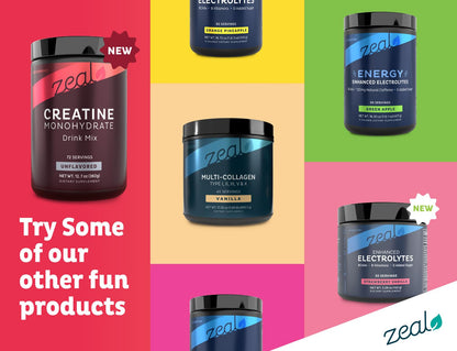 Zeal Micronized Creatine Monohydrate Powder – Unflavored, 5g per Serving | 72 Servings