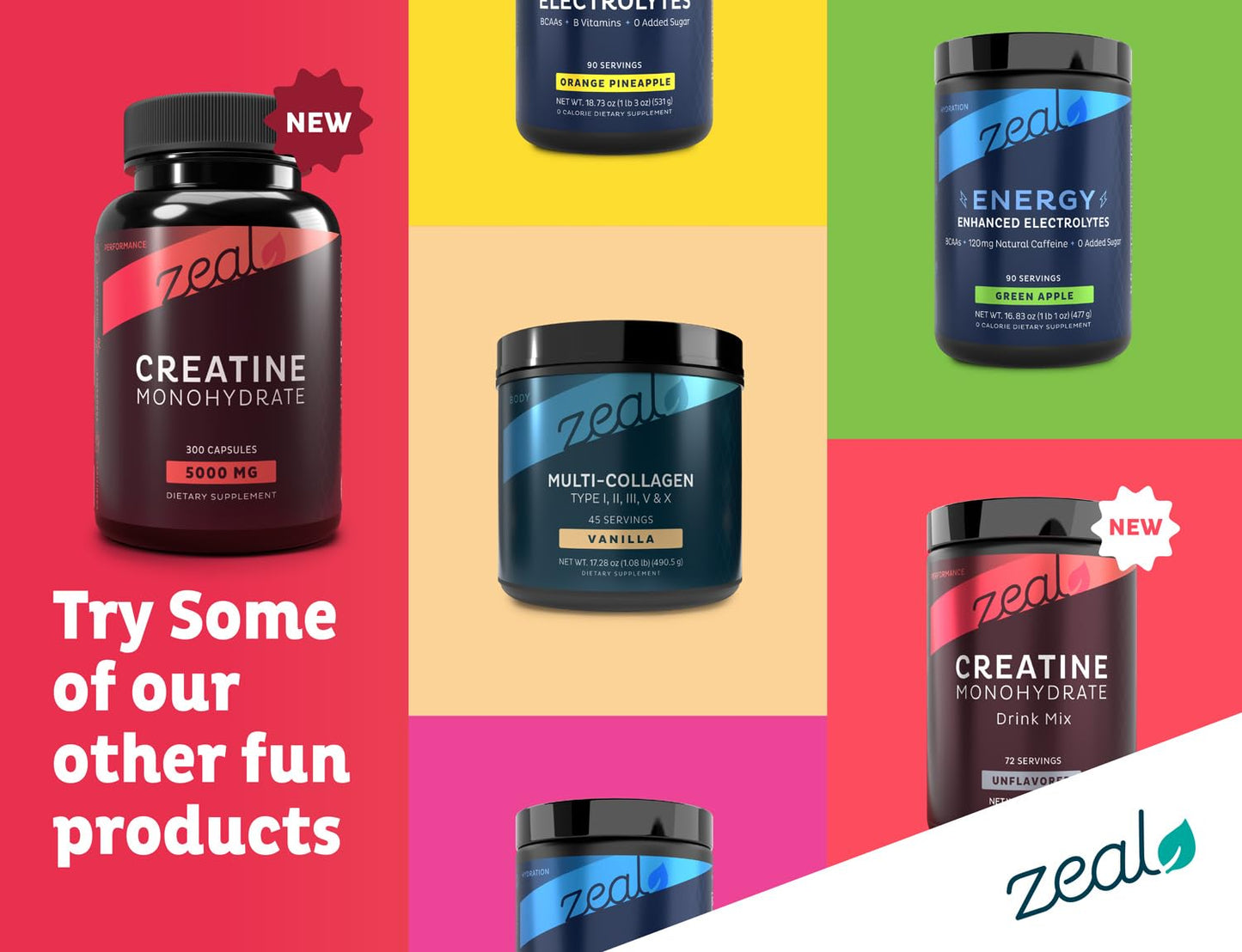 Zeal Creatine Monohydrate - 300 Capsules, Unflavored | Creatine Supplement