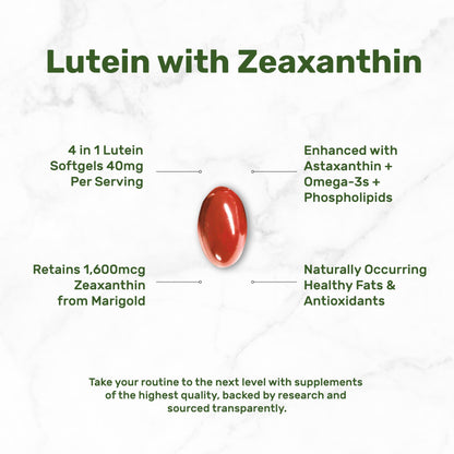 Lutein & Zeaxanthin Supplements - 40mg per Serving, 300 Softgels - Non-GMO