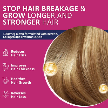 ZEBORA Biotin Gummies for Hair, Skin & Nails | Biotin, Zinc & Vitamins – 90 Blueberry Gummies