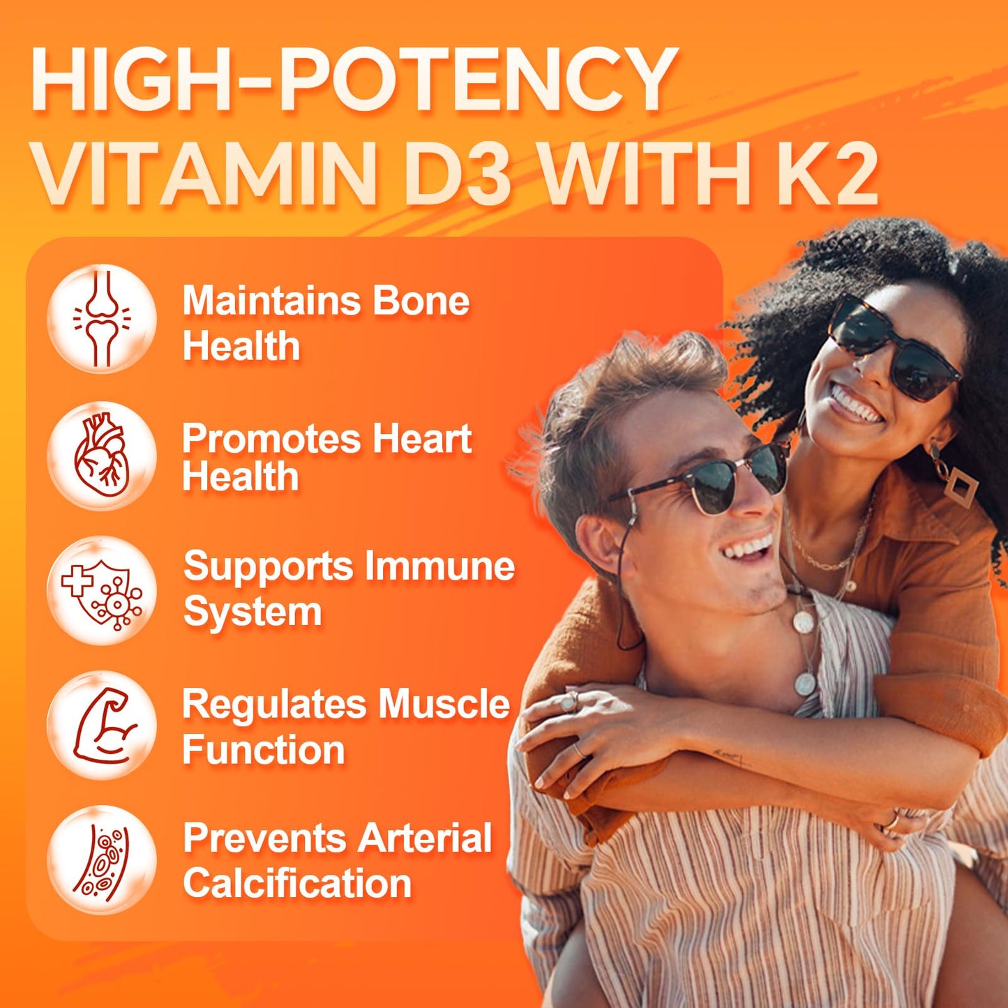 ZEBORA Vitamin D3+K2 5000 IU (MK-7 100 mcg) - 120 Capsules