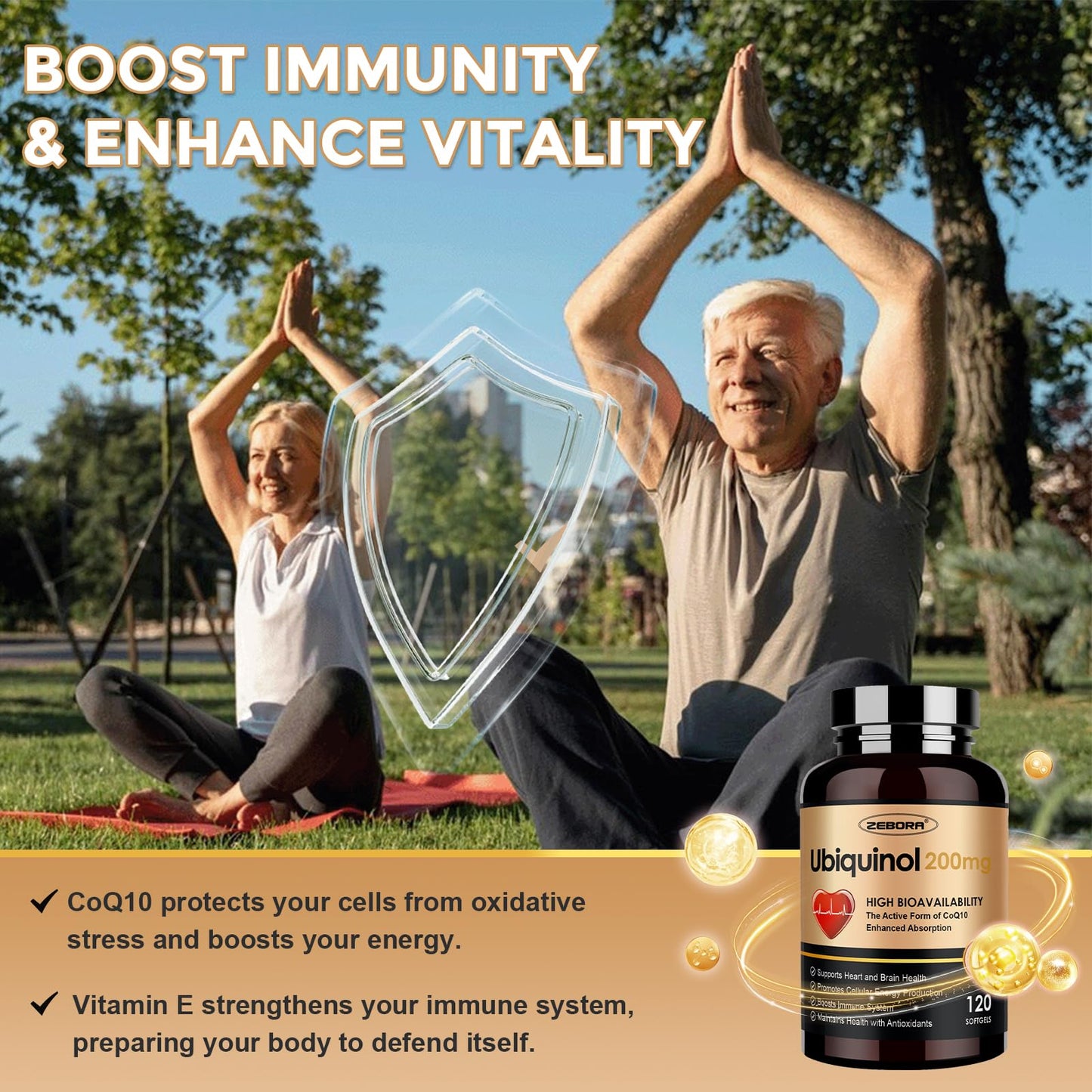 ZEBORA Ubiquinol CoQ10 200mg Softgels - Max Absorption, Heart Health