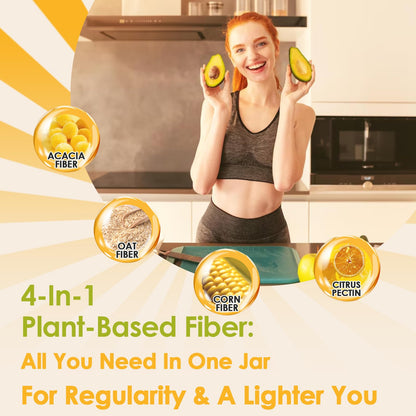 ZEBORA Fiber Supplement Powder | Unflavored Prebiotic with Acacia – Digestive Health, Regularity and Hunger Control | Gluten Free, No Sugar Added | 70 Servings