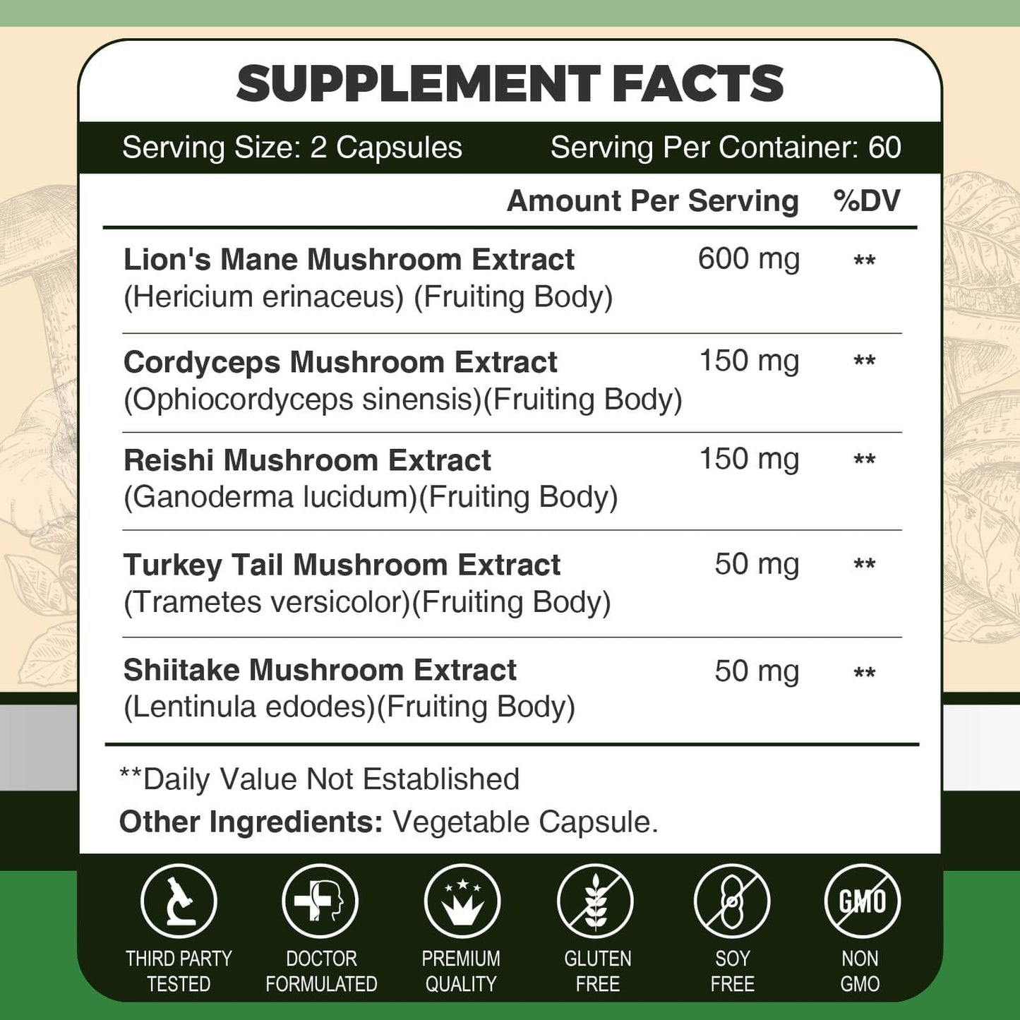 ZEBORA Lion's Mane Capsules – Memory, Focus & Immune Support | 120 Vegan
