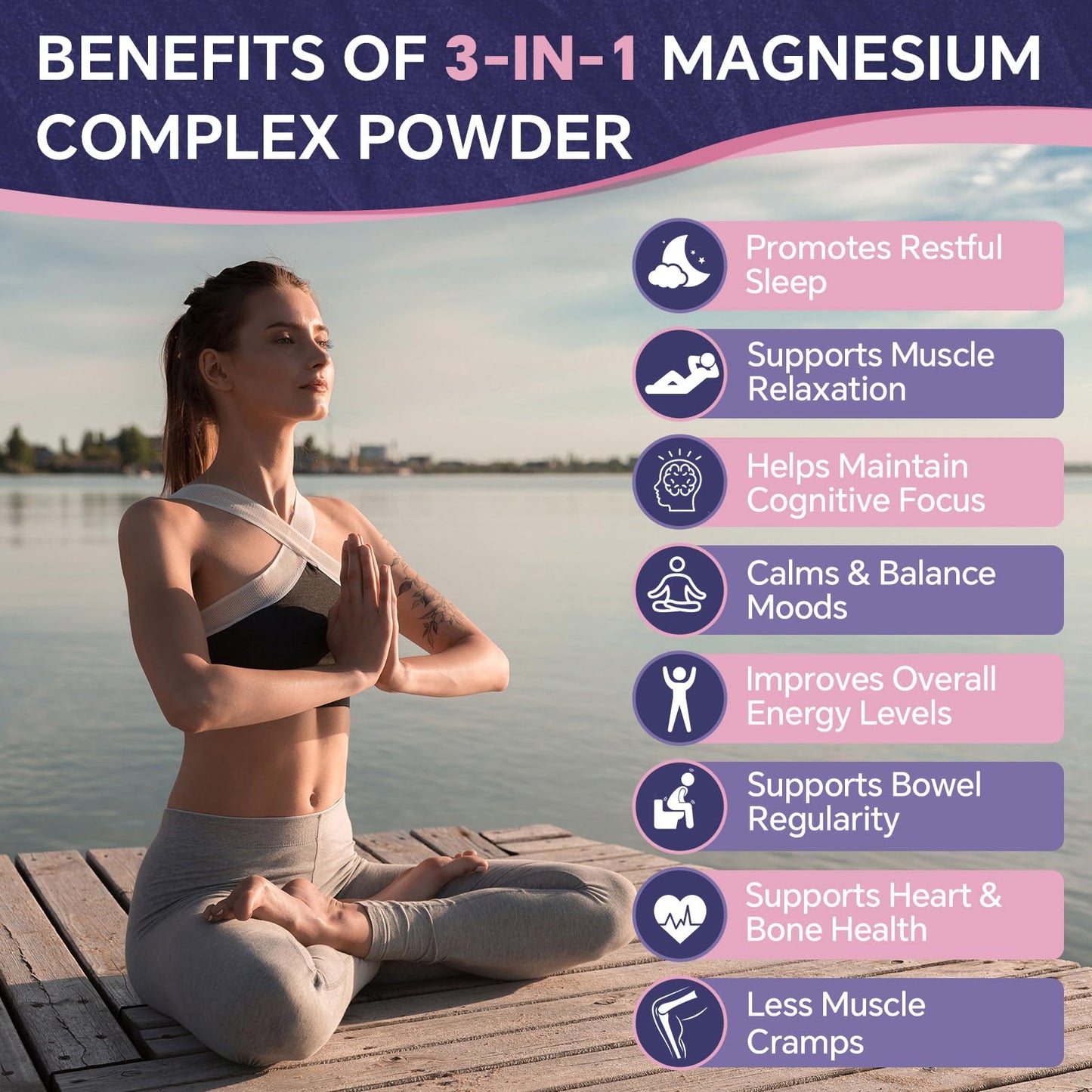 ZEBORA Magnesium Powder – 3-in-1 Chelated Mg (Glycinate, Citrate, Malate) for Sleep, Muscle & Brain Health | Vegan, Non-GMO, 10.58oz