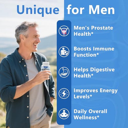 ZEBORA Probiotics for Men 100B CFU - Digestive Health & Prostate Support, Saw Palmetto, 90 Veg Capsules