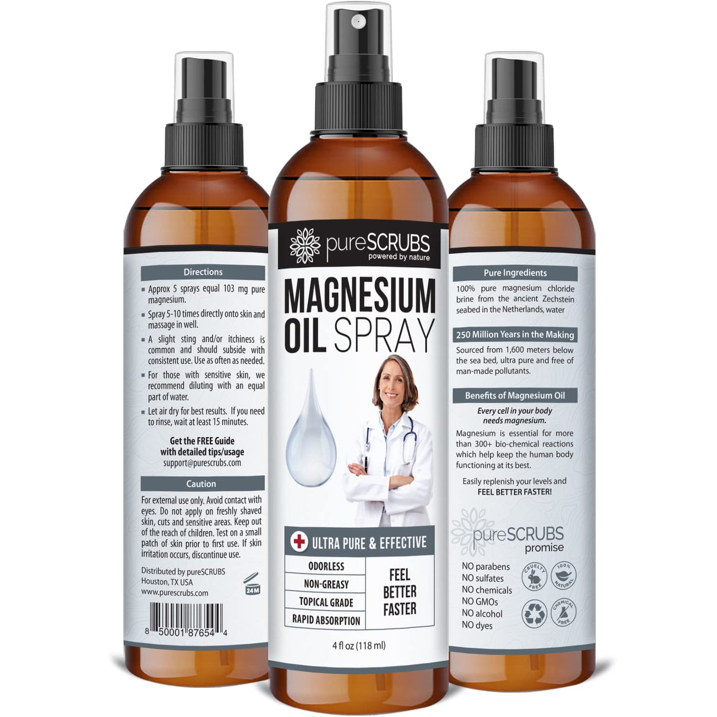 Fast Acting Magnesium Oil Spray – Ultra Absorption, Zechstein Brine (4 oz)