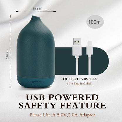ZEIGGA LAB Ceramic Essential Oil Diffuser 100ml - Large Room, 5 Timers