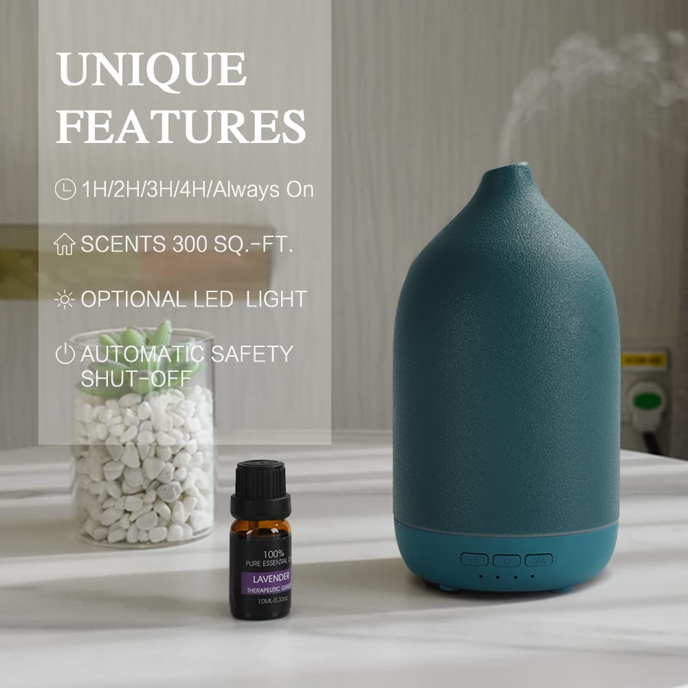 ZEIGGA LAB Ceramic Essential Oil Diffuser 100ml - Large Room, 5 Timers