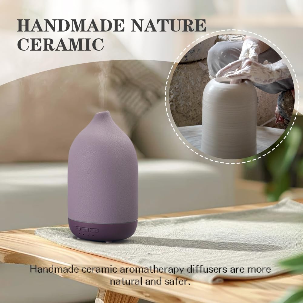 ZEIGGA LAB Essential Oil Diffuser - 100ml Ceramic, 5 Timers, Auto-Off, Large Room