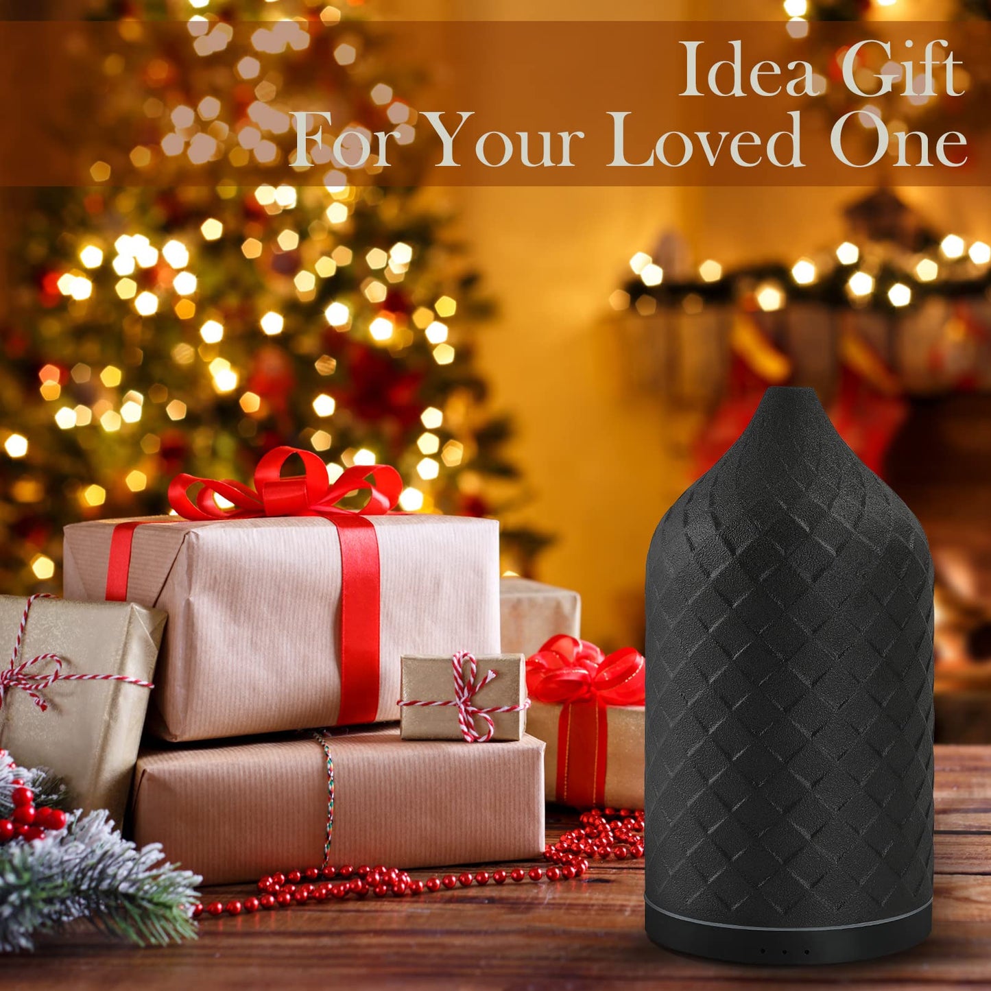 ZEIGGA LAB 120ml Essential Oil Diffuser - Ceramic Top, Auto-Off, 7 LED Lights (Black)