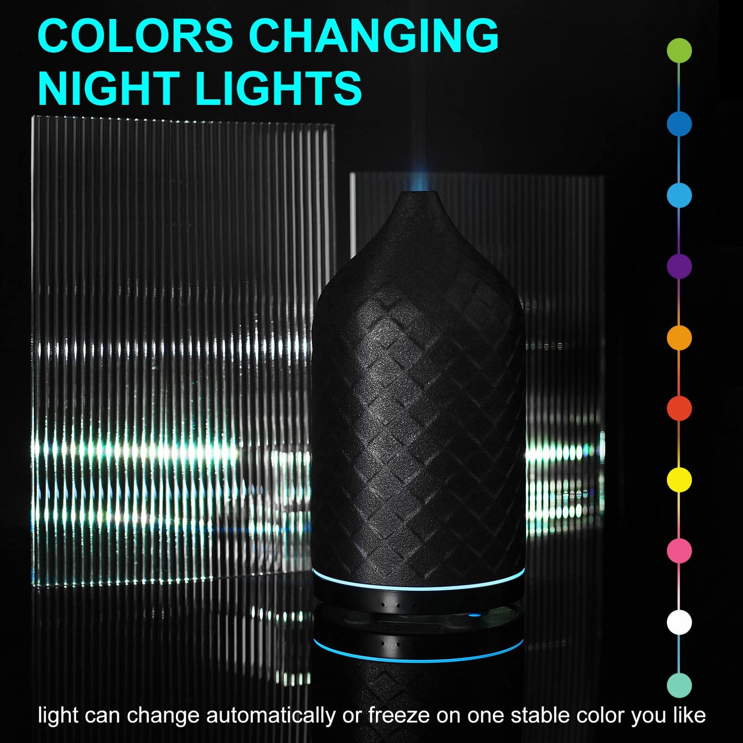 ZEIGGA LAB 120ml Essential Oil Diffuser - Ceramic Top, Auto-Off, 7 LED Lights (Black)