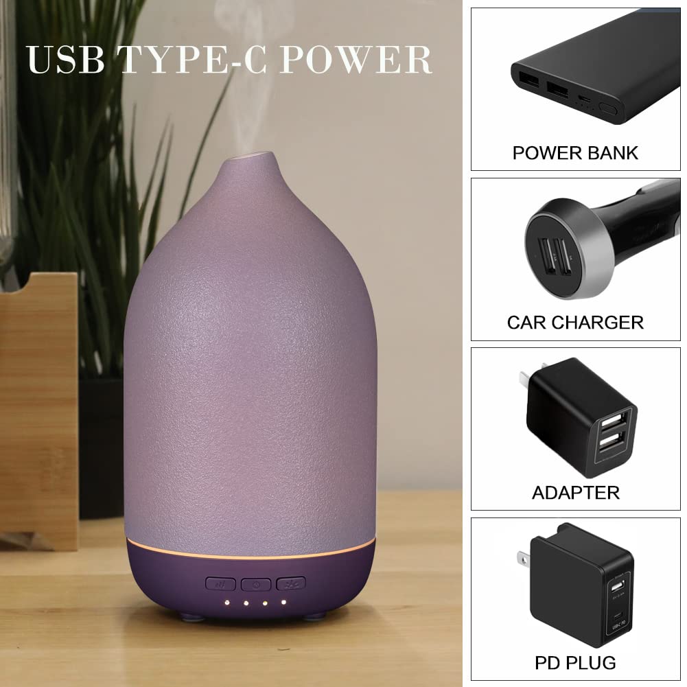 ZEIGGA LAB Essential Oil Diffuser - 100ml Ceramic, 5 Timers, Auto-Off, Large Room