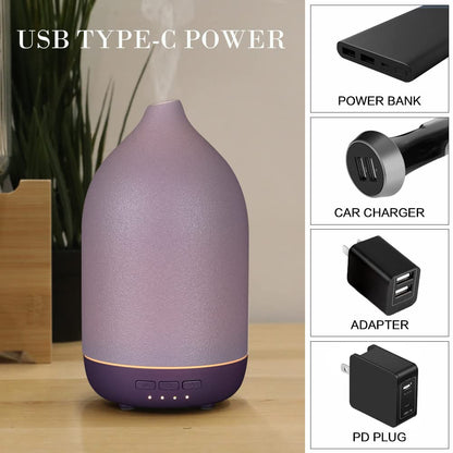 ZEIGGA LAB Essential Oil Diffuser - 100ml Ceramic, 5 Timers, Auto-Off, Large Room