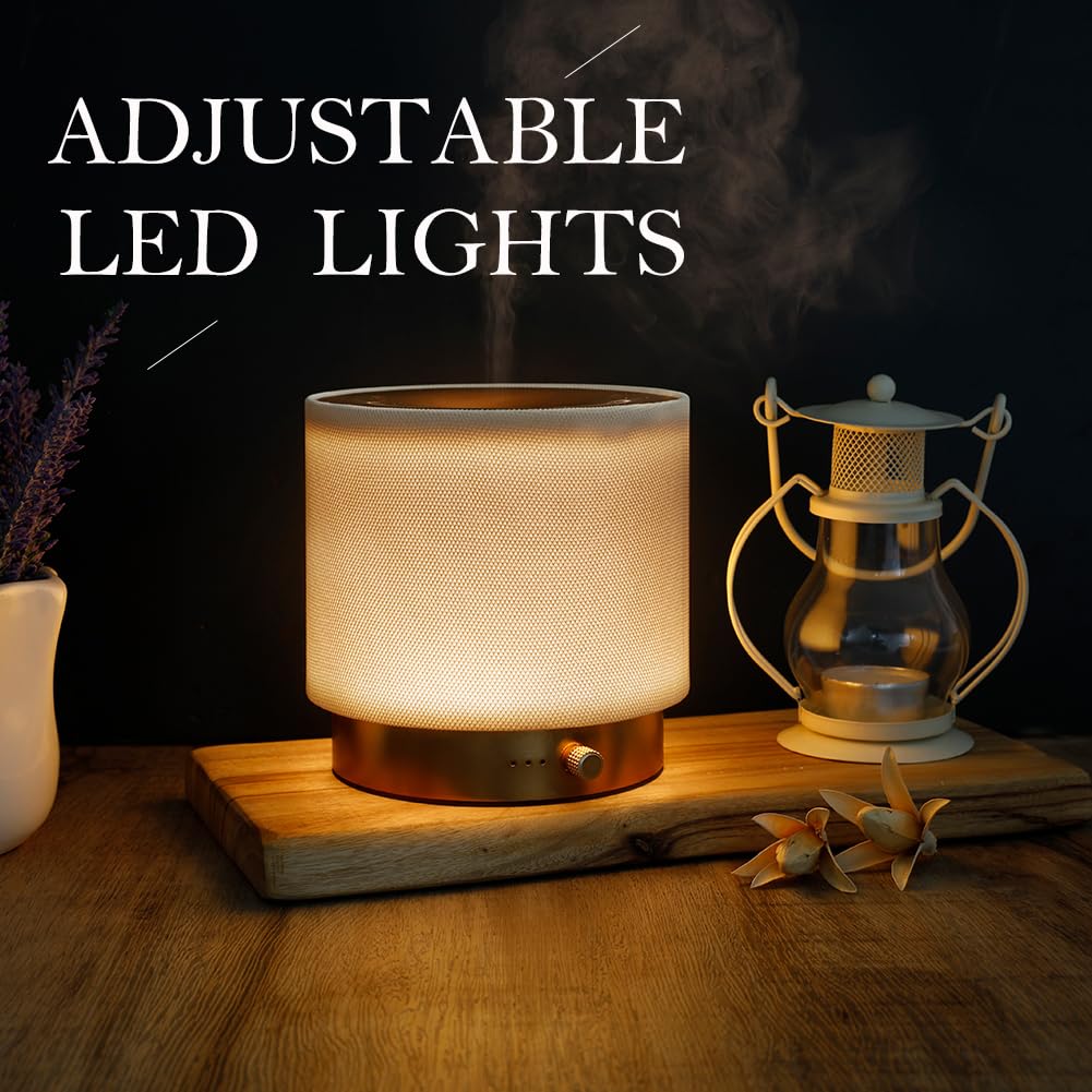 ZEIGGA LAB Elegant Fabric Aroma Diffuser - Quiet USB Diffuser with Soft Night Light (M35-Gold)