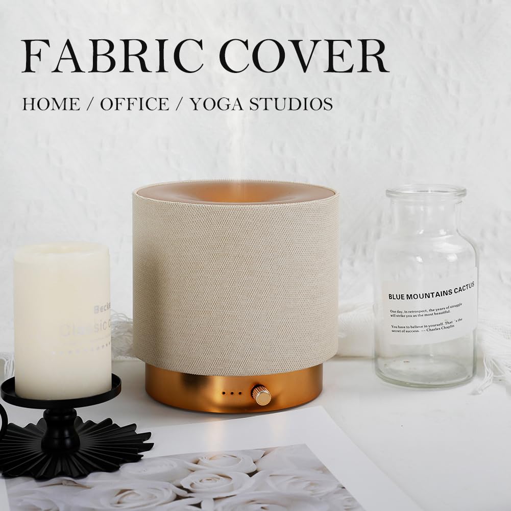 ZEIGGA LAB Elegant Fabric Aroma Diffuser - Quiet USB Diffuser with Soft Night Light (M35-Gold)