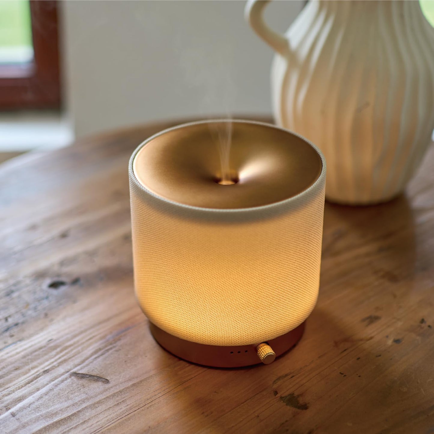 ZEIGGA LAB Elegant Fabric Aroma Diffuser - Quiet USB Diffuser with Soft Night Light (M35-Gold)