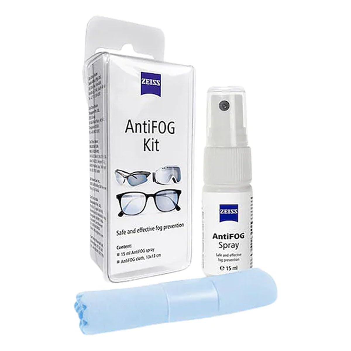 ZEISS Fog Defender Anti-Fog Kit for Glasses – 2 Pack (2 Sprays, 2 Cloths)