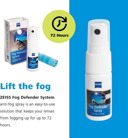 ZEISS Fog Defender Anti-Fog Kit for Glasses – 2 Pack (2 Sprays, 2 Cloths)
