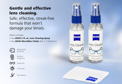 ZEISS 2oz Lens Cleaning Spray with Microfiber Cloths – Pack of 2