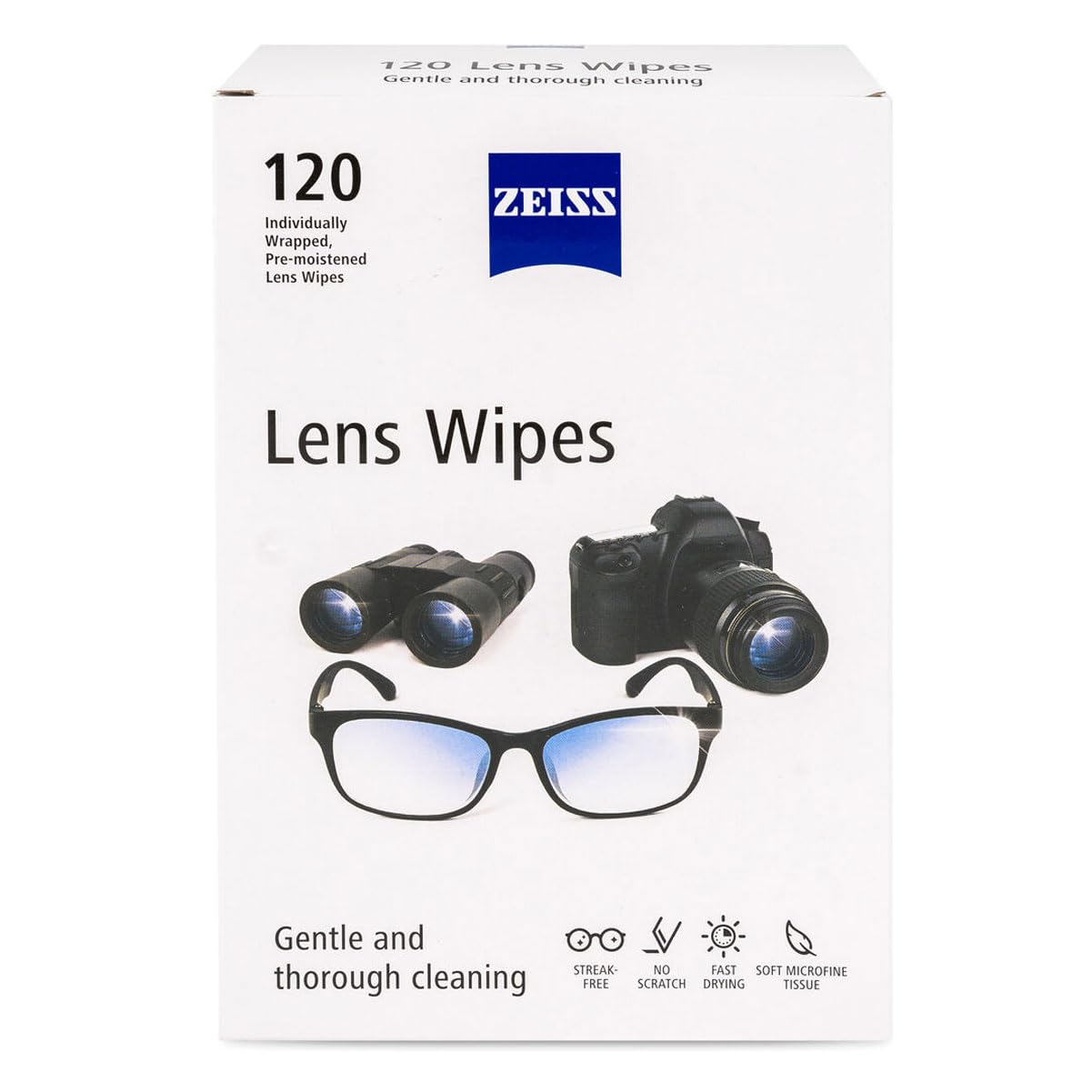 ZEISS Lens Cleaning Wipes, 120 Count - Pre-Moistened, Individually Wrapped for Coated Glass