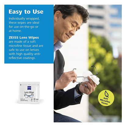 ZEISS Lens Cleaning Wipes, 120 Count - Pre-Moistened, Individually Wrapped for Coated Glass