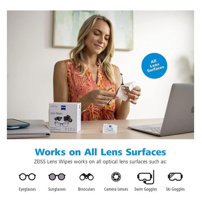 ZEISS Lens Cleaning Wipes, 120 Count - Pre-Moistened, Individually Wrapped for Coated Glass